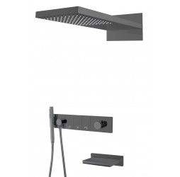 Встроенная душевая система с изливом  ZODIAC, трехпозиционная SHINE GUN METAL
