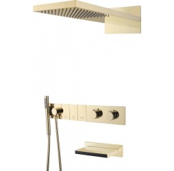 Встроенная душевая система с  термостатом и изливом  ZODIAC, трехпозиционная GOLD