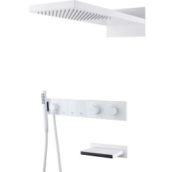 Встроенная душевая система с  термостатом и изливом  ZODIAC, трехпозиционная Matt White