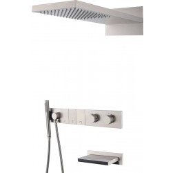 Встроенная душевая система с  термостатом и изливом  ZODIAC, трехпозиционная NIKEL BRUSH