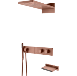 Встроенная душевая система с  термостатом и изливом  ZODIAC, трехпозиционная BRONZE BRUSH
