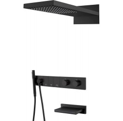 Встроенная душевая система с термостатом и изливом ZODIAC, трехпозиционная Black