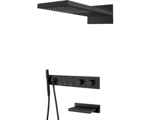 Встроенная душевая система с термостатом и изливом ZODIAC, трехпозиционная Black