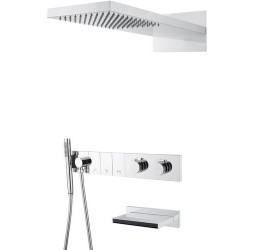 Встроенная душевая система с термостатом и изливом  ZODIAC, трехпозиционная CHROME