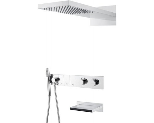 Встроенная душевая система с термостатом и изливом  ZODIAC, трехпозиционная CHROME