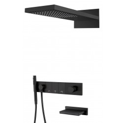 Встроенная душевая система с изливом  ZODIAC, трехпозиционная Black