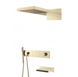 Встроенная душевая система с изливом  ZODIAC, трехпозиционная MATT GOLD