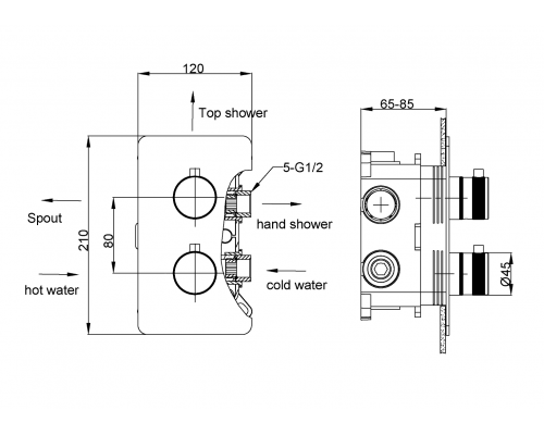 Boheme Смеситель встроенный с термостатом 3-х проходной MATT WHITE 134-3-MW
