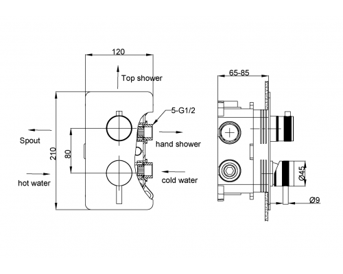 Смеситель встроенный Boheme CELL хром на 3 потребителя 135-3-CR