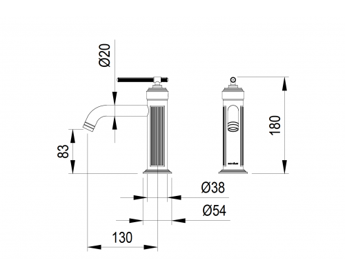 Смеситель для умывальника Boheme ETERNA CHROM171-CR (хром)