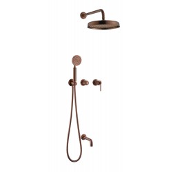 Смеситель встроенный + верхний + ручной душ + излив, ETERNA COPPER BRUSHED