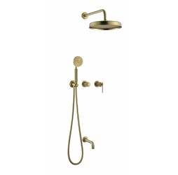 Смеситель встроенный + верхний + ручной душ + излив, ETERNA MATT GOLD