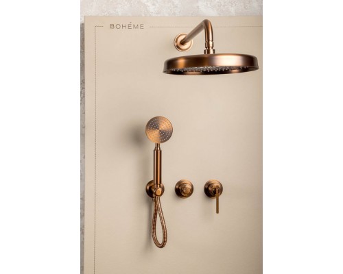 Смеситель встроенный + верхний+ ручной душ, ETERNA BRUSHED BRONZE