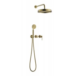 Смеситель встроенный + верхний+ ручной душ, ETERNA MATT GOLD