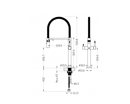 Boheme Смеситель для кухни UNO CHROME c краном для питьевой воды 115-CR