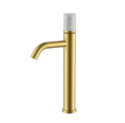 Boheme Смеситель STICK для умыв. выс. MATT GOLD MARBLE GREY 122-MG-MR-GR
