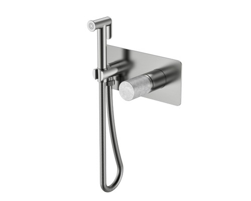 Boheme Смеситель гигиенический STICK NICKEL BRUSH MARBLE GREY 127-NB-MR-GR
