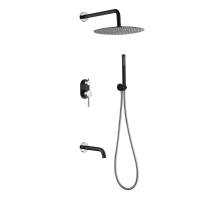 Смеситель встроенный + верхний+ ручной душ, Uno. Black Chrome с изливом 464-2-BCR