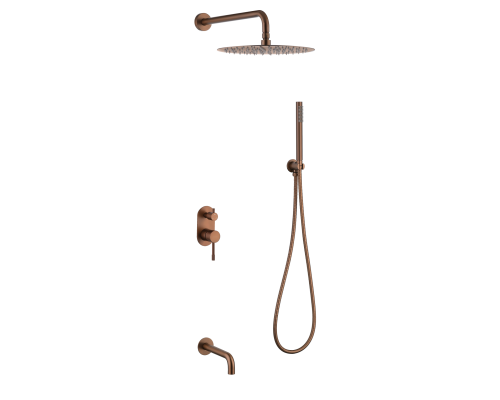 Boheme Смеситель встроенный + верхний+ ручной душ Uno. Brushed Bronze с изливом 464-2-BRB