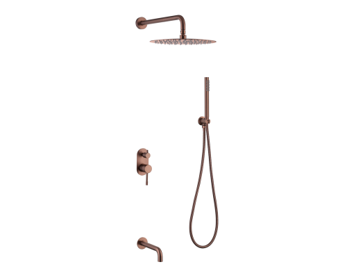 Boheme Смеситель встроенный + верхний+ ручной душ Uno. Copper Brushed с изливом 464-2-CB