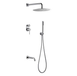 Boheme Смеситель встроенный + верхний+ ручной душ Uno. INOX с изливом 464-2-INOX