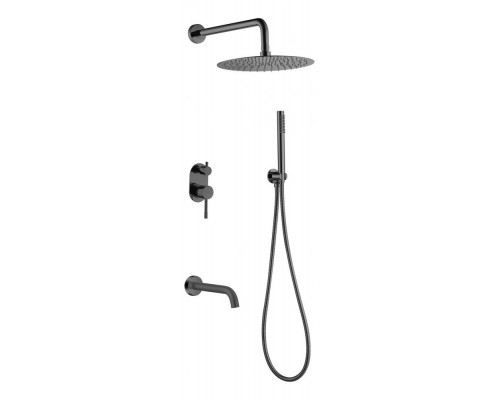 Boheme Смеситель встроенный + верхний+ ручной душ, Uno. Shine Gun Metal с изливом 464-2-SGM
