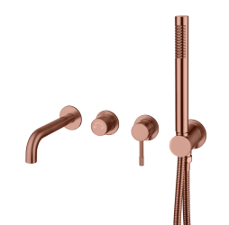 Boheme Смеситель встроенный + ручной душ + излив Uno Copper Brushed 464-3-CB