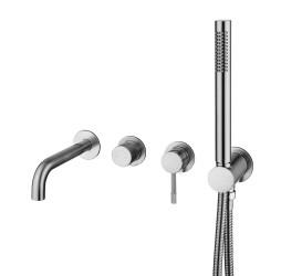 Boheme Смеситель встроенный + ручной душ + излив Uno INOX 464-3-INOX