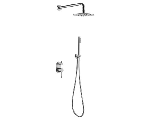 Boheme Смеситель встроенный + верхний+ ручной душ Uno. INOX 464-INOX