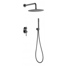 Boheme Смеситель встроенный + верхний+ ручной душ, Uno. Shine Gun Metall 464-SGM