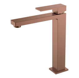 Смеситель для умывальника высокий Qubic Copper Brushed 472-CB