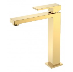 Смеситель для умывальника высокий Qubic Shine Gold 472-G