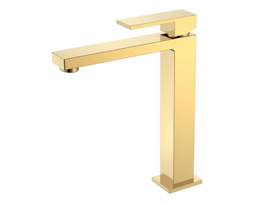 Смеситель для умывальника высокий Qubic Shine Gold 472-G