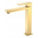 Смеситель для умывальника высокий Qubic Shine Gold 472-G