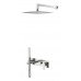 Boheme Смеситель встроенный + верхний+ ручной душ Qubic Brushed Nickel с изливом 474-NB