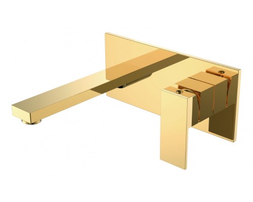 Смеситель для умывальника из стены Qubic Shine Gold 475-G