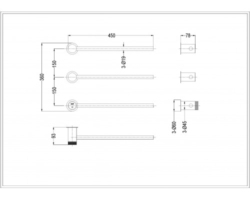 Boheme Полотенцесушитель STICK базовый элемент Matt White 727-MW