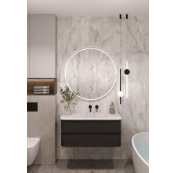 Armadi Art Тумба OVALE D 100см Гладкая 2 полки Антрацит без раковины 780-100-A