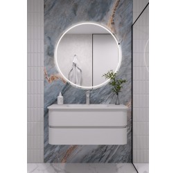 Armadi Art Тумба OVALE D 100см Гладкая 2 полки Белая мат без раковины 780-100-W