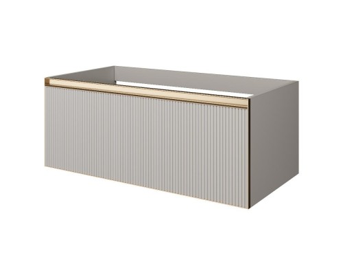 Armadi Art QUATRO 1 100CM тумба рифл CASHMERE FUGA профиль MATT GOLD с подсветкой внутри 790-M1-100-CM-RIB-MG-LED