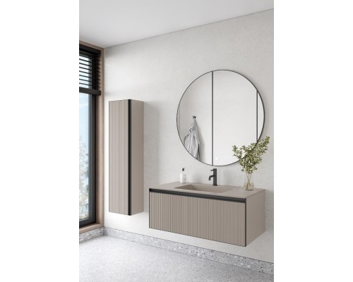 Armadi Art QUATRO 1 100CM тумба без раковины рифл DAPHNE профиль ANTHRACITE с подсветкой внутри 790-M1-100-D-RIB-A-LED