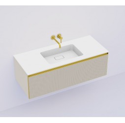 Armadi Art QUATRO 1 120CM тумба рифл CASHMERE профиль MATT GOLD + внутр. подсв. 790-M1-120-RIB-CM-MG-LED