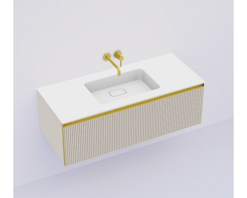 Armadi Art QUATRO 1 120CM тумба рифл CASHMERE профиль MATT GOLD + внутр. подсв. 790-M1-120-RIB-CM-MG-LED