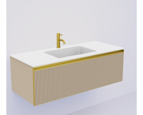 Armadi Art QUATRO 1 120CM тумба рифл DAPHNE профиль MATT GOLD + внутр. подсв. 790-M1-120-RIB-D-MG-LED