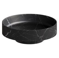 Boheme Раковина накладная рифленая SOLE Corian 400*130 Nero Marquina 801-R-NM