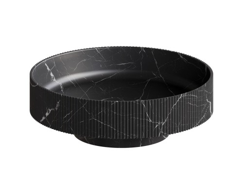 Boheme Раковина накладная рифленая SOLE Corian 400*130 Nero Marquina 801-R-NM
