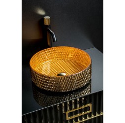 Boheme Раковина чаша круглая хрустальная золото 39*12см 817-G