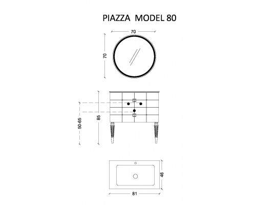 Armadi Art Тумба Piazza 80 белая + Золото 841-080-WG