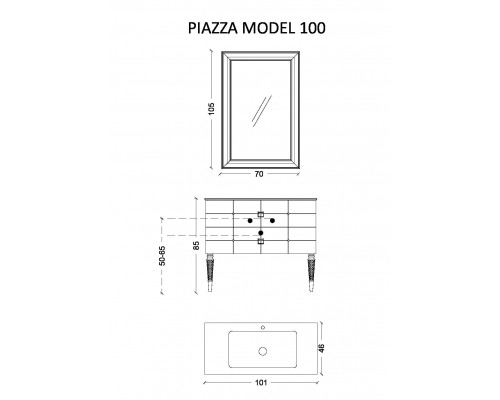 Тумба Piazza 100 белая + Хром 841-100-WCR