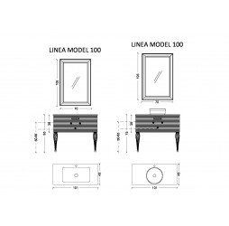 Тумба Linea 80 черная + Золото 842-080-BG